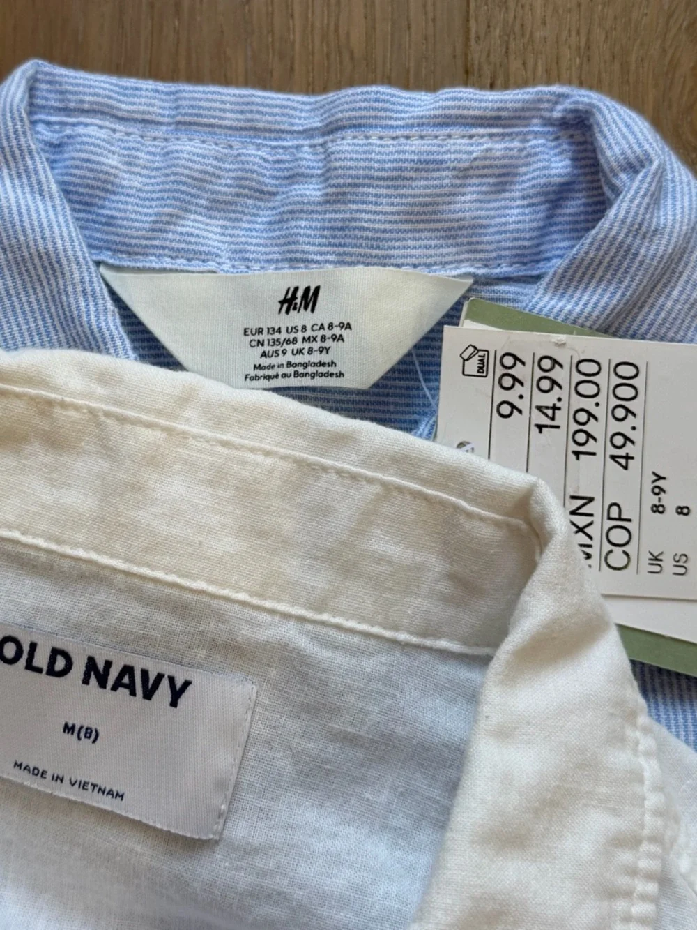 Boys size 8 linen blend short sleeve shirts, H&M and Old Navy lot